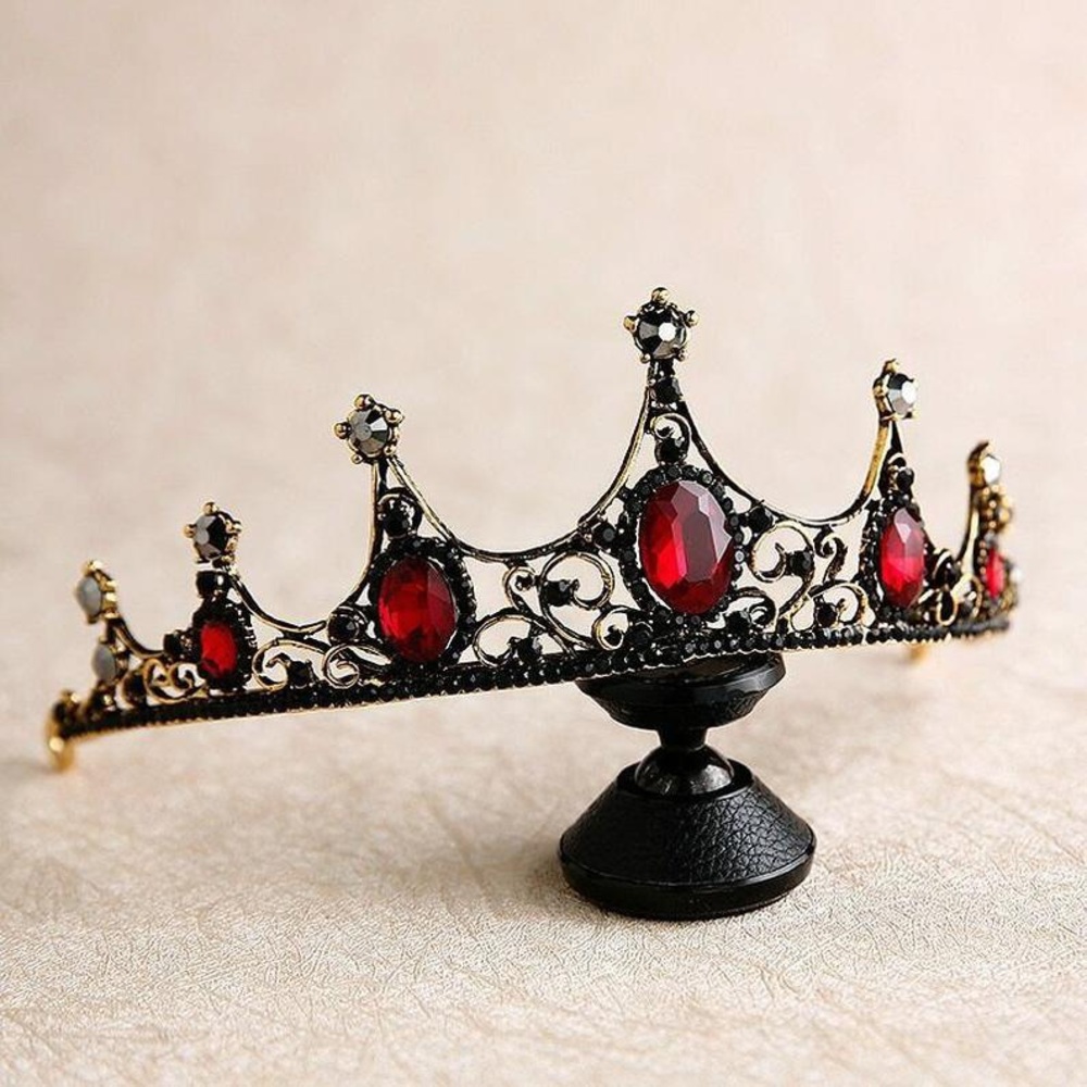 Ruby Red & Black Rhinestone Crown - Picture 3 of 4